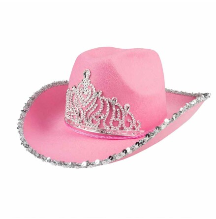 Cowboyhatt, tiara och glitter rosa